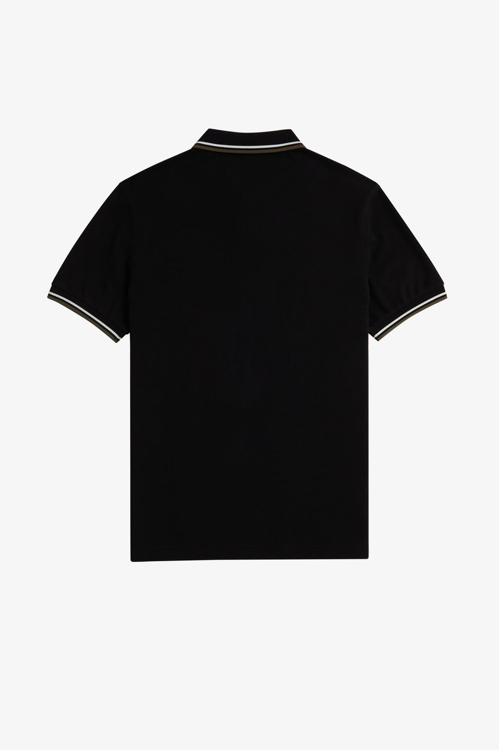 Fred Perry polo zwart met dubbele bies in ecru en olijf voor heren