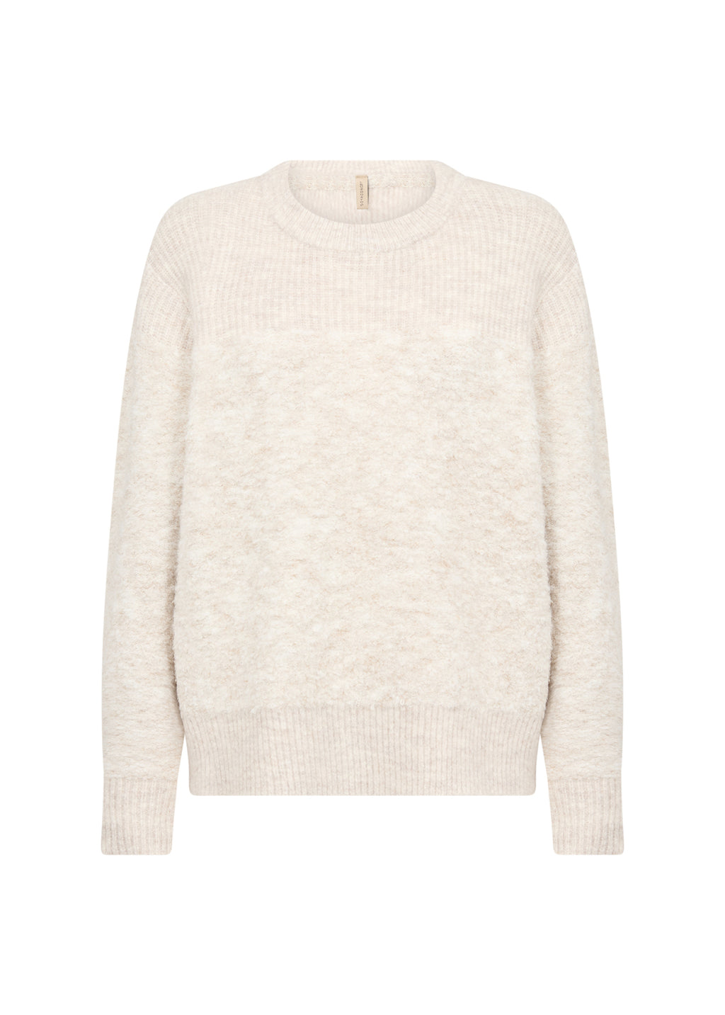 Soyaconcept trui beige met pluizige structuur en geribde boorden voor dames