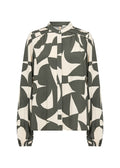 Soyaconcept blouse groen met grafische print en opstaande kraag voor dames