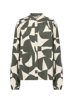 Soyaconcept blouse groen met grafische print en opstaande kraag voor dames