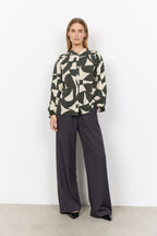 Soyaconcept blouse groen met grafische print en opstaande kraag voor dames
