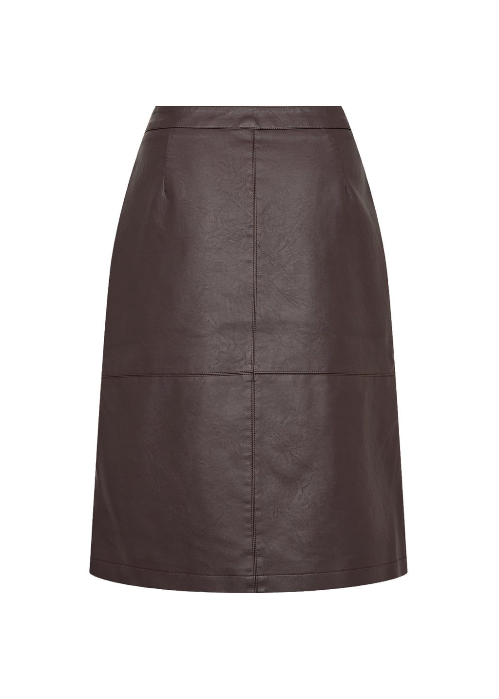 Soyaconcept rok donkerbruin in leerlook met dubbele rij drukknopen voor dames