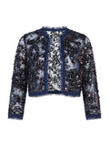 Baum und Pferdgarten cardigan blauw met pailletten en franjeboorden voor dames