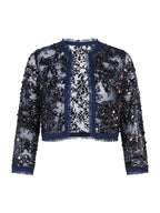 Baum und Pferdgarten cardigan blauw met pailletten en franjeboorden voor dames