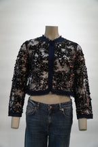 Baum und Pferdgarten cardigan blauw met pailletten en franjeboorden voor dames