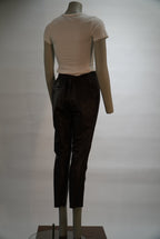 Oakwood broek bruin in lederlook met elastische tailleband voor dames