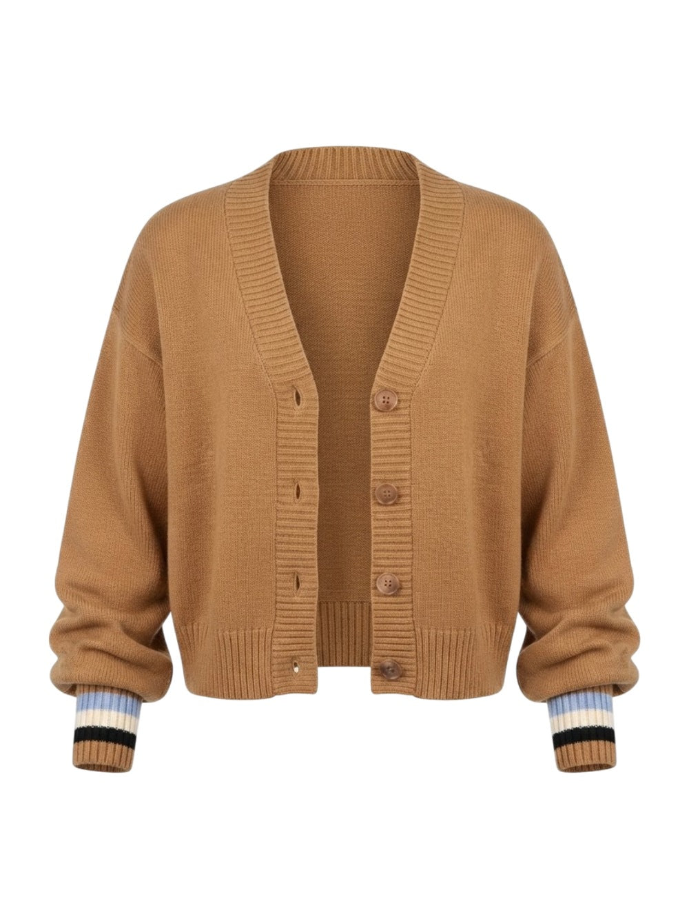 Ottod'Ame cardigan camel met gestreepte boorden voor dames