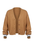Ottod'Ame cardigan camel met gestreepte boorden voor dames