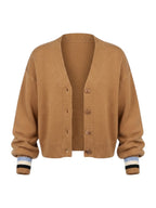 Ottod'Ame cardigan camel met gestreepte boorden voor dames