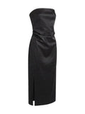 Ottod'Ame robe noire bustier drapée avec fente pour femme