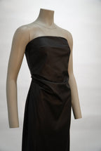 Ottod'Ame robe noire bustier drapée avec fente pour femme