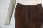 Ottod'Ame broek bruin in gemêleerde tweedlook met rechte pijpen voor dames