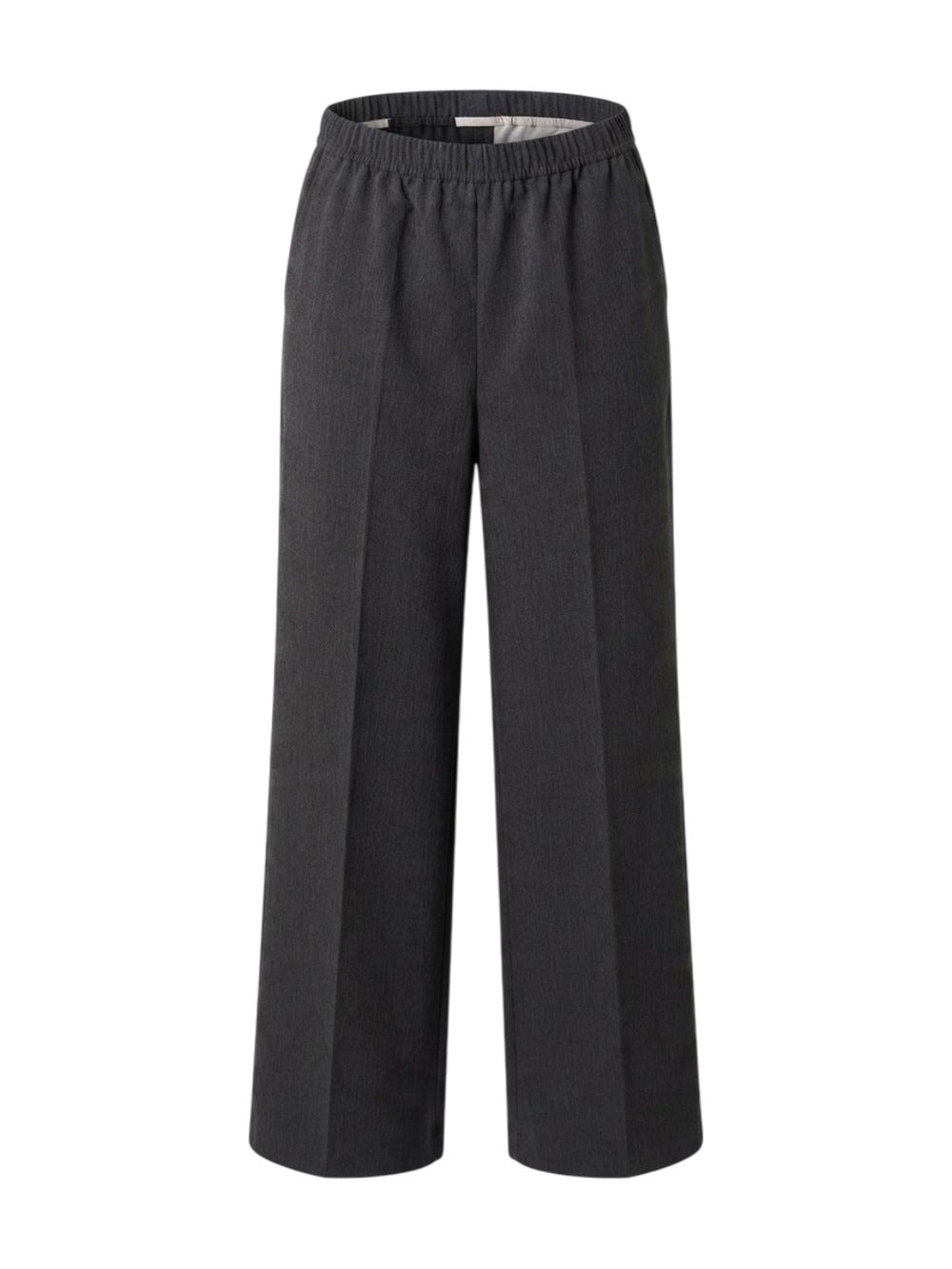 Grace & Mila broek grijs met elastische taille en wijde pijpen voor dames