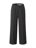 Grace & Mila broek grijs met elastische taille en wijde pijpen voor dames
