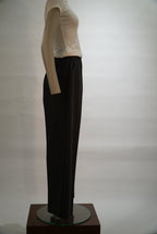 Grace & Mila broek grijs met elastische taille en wijde pijpen voor dames