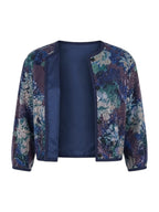 Gigue gilet bleu à sequins et motif floral pour femme