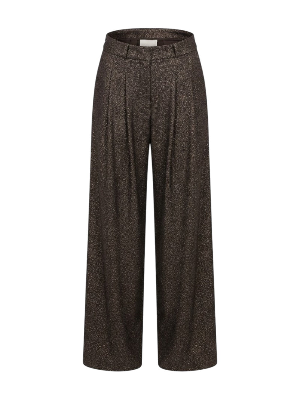 Gigue broek bruin met lurex en plooien voor dames