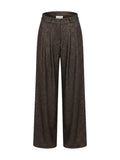 Gigue broek bruin met lurex en plooien voor dames