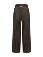 Gigue broek bruin met lurex en plooien voor dames