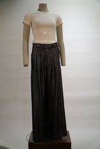 Gigue broek bruin met lurex en plooien voor dames