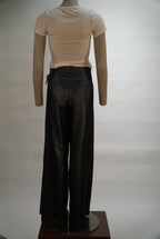 Gigue broek bruin met lurex en plooien voor dames