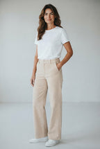 Kocca pantalon beige en velours côtelé à jambes larges pour femme