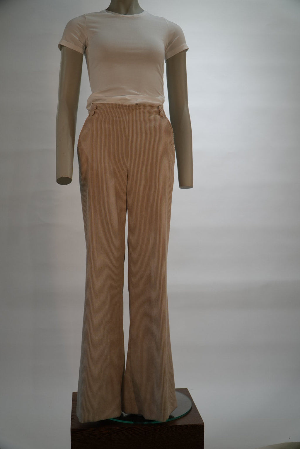 Kocca pantalon beige en velours côtelé à jambes larges pour femme