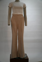 Kocca pantalon beige en velours côtelé à jambes larges pour femme