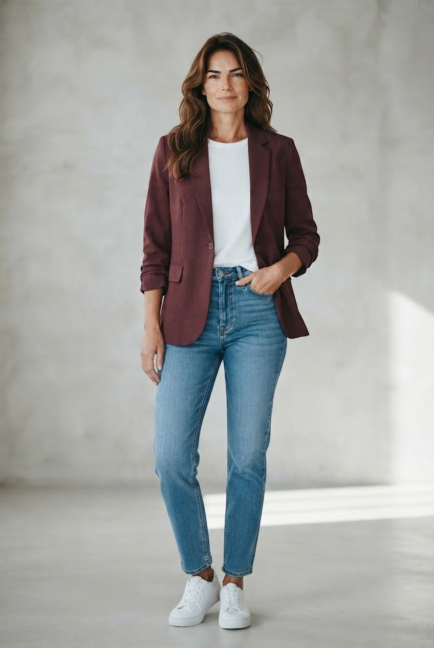 Imperial blazer bordeaux met getailleerde rug en klepzakken voor dames