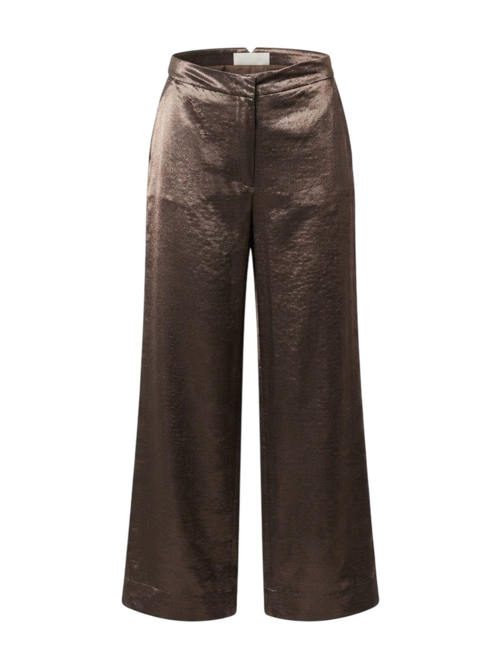 Selected broek brons met metallic glans en wijde pijpen voor dames