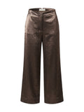 Selected broek brons met metallic glans en wijde pijpen voor dames