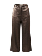 Selected broek brons met metallic glans en wijde pijpen voor dames