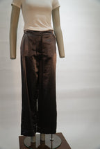 Selected broek brons met metallic glans en wijde pijpen voor dames