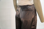 Selected broek brons met metallic glans en wijde pijpen voor dames