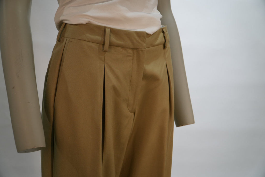 Selected broek camel met bandplooien en omslag voor dames