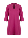 Senso jurk fuchsia met V-hals en driekwartmouwen voor dames