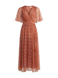 Ba&Sh robe rouille à manches papillon et col V pour femme