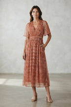 Ba&Sh robe rouille à manches papillon et col V pour femme