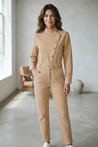 Ba&Sh jumpsuit ecru met asymmetrische knoopsluiting voor dames