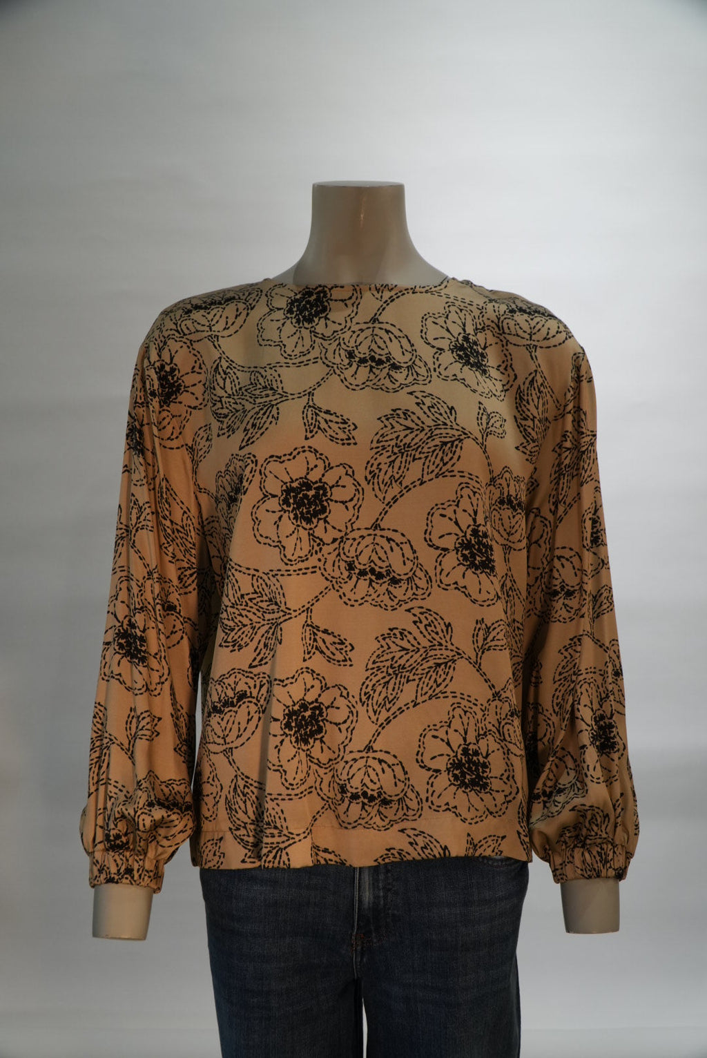 Ottod'Ame chemisier beige à imprimé floral et manches ballon pour femme