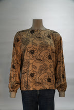 Ottod'Ame chemisier beige à imprimé floral et manches ballon pour femme