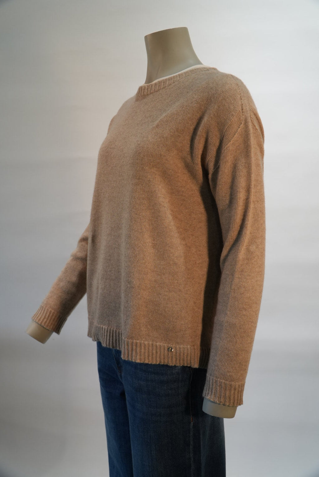 Ottod'Ame trui beige met ronde hals voor dames