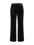 Rinascimento pantalon noir en velours à motif floral pour femme