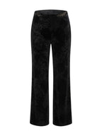 Rinascimento pantalon noir en velours à motif floral pour femme