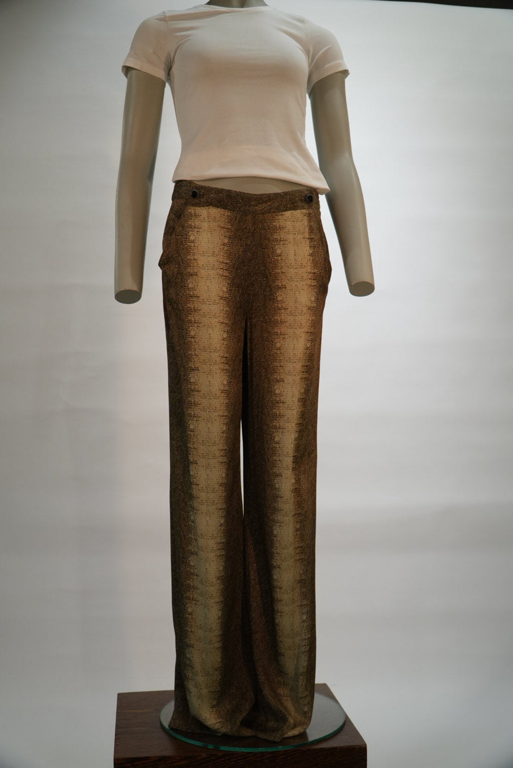 Twinset pantalon kaki à imprimé serpent et jambes larges pour femme