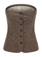 Grace & Mila top bruin strapless in tweed met knoopsluiting voor dames