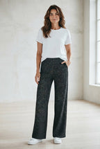 Grace & Mila broek zwart met lurex en wijde pijpen voor dames