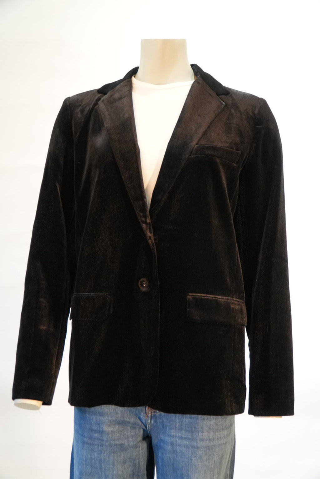 Grace & Mila blazer zwart in fluweel met reverskraag voor dames