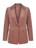 Comma blazer oudroze in ribfluweel met reverskraag voor dames