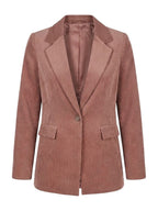 Comma blazer oudroze in ribfluweel met reverskraag voor dames